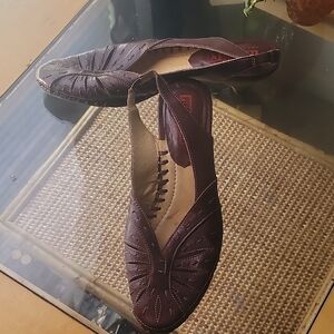 PIKOLINOS Brown Leather Slingback Low Wedge